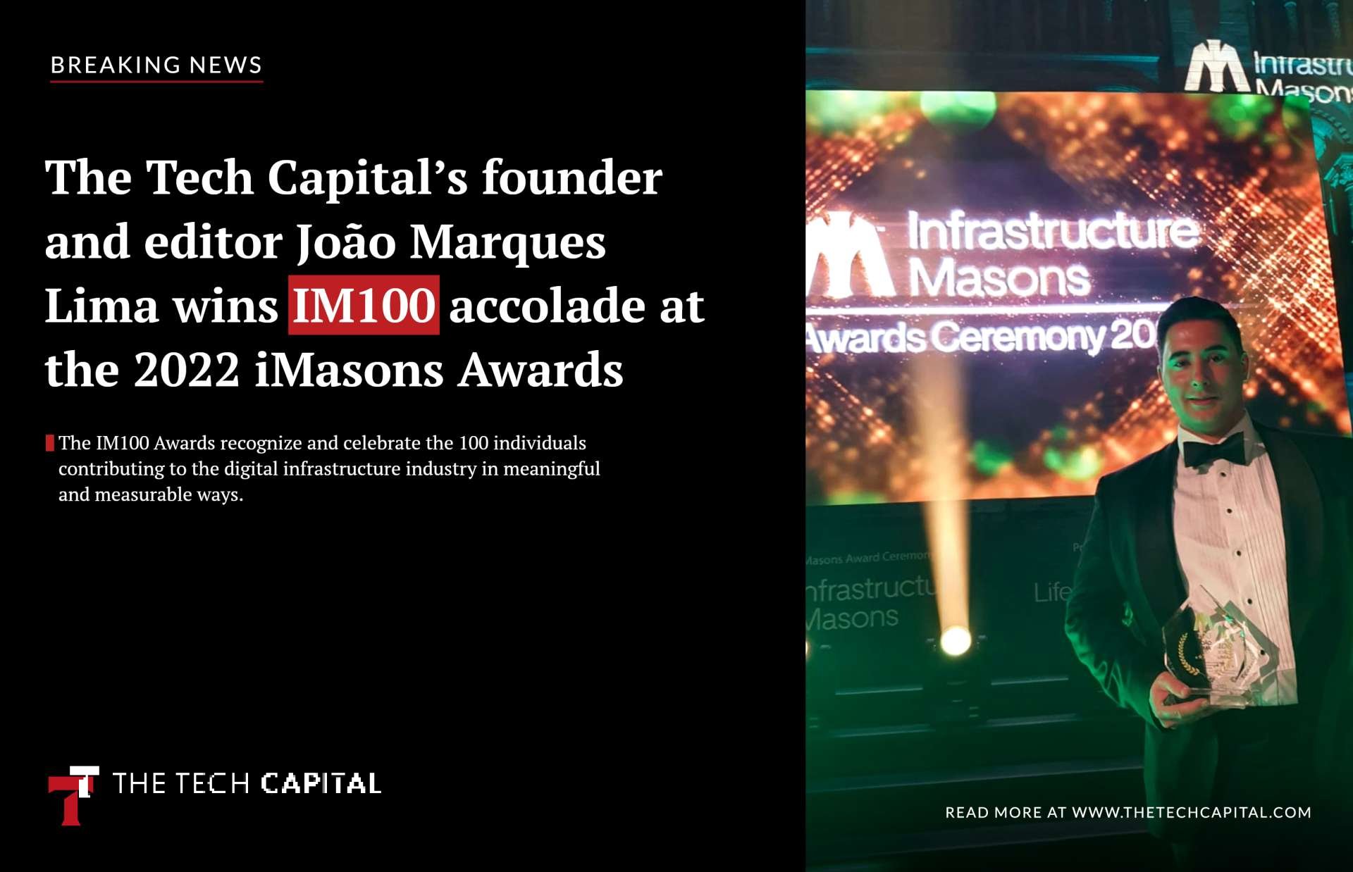 The Tech Capital’s founder and editor João Marques Lima wins accolade at the 2022 iMasons Awards