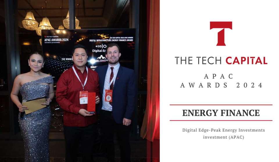 Digital Edge-Peak Energy Investments Clinches Prestigious The Tech Capital APAC Energy Finance Award