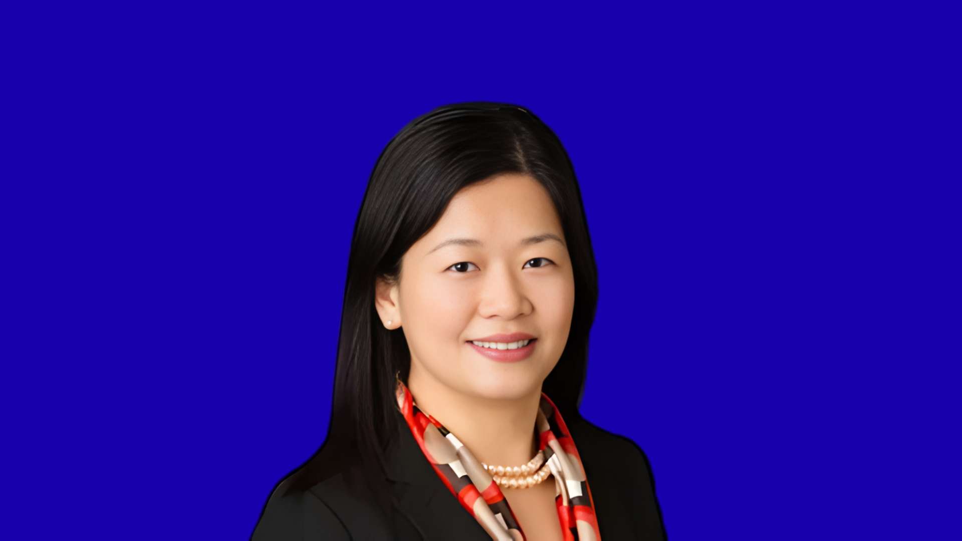 Jenny Zhan in blue background