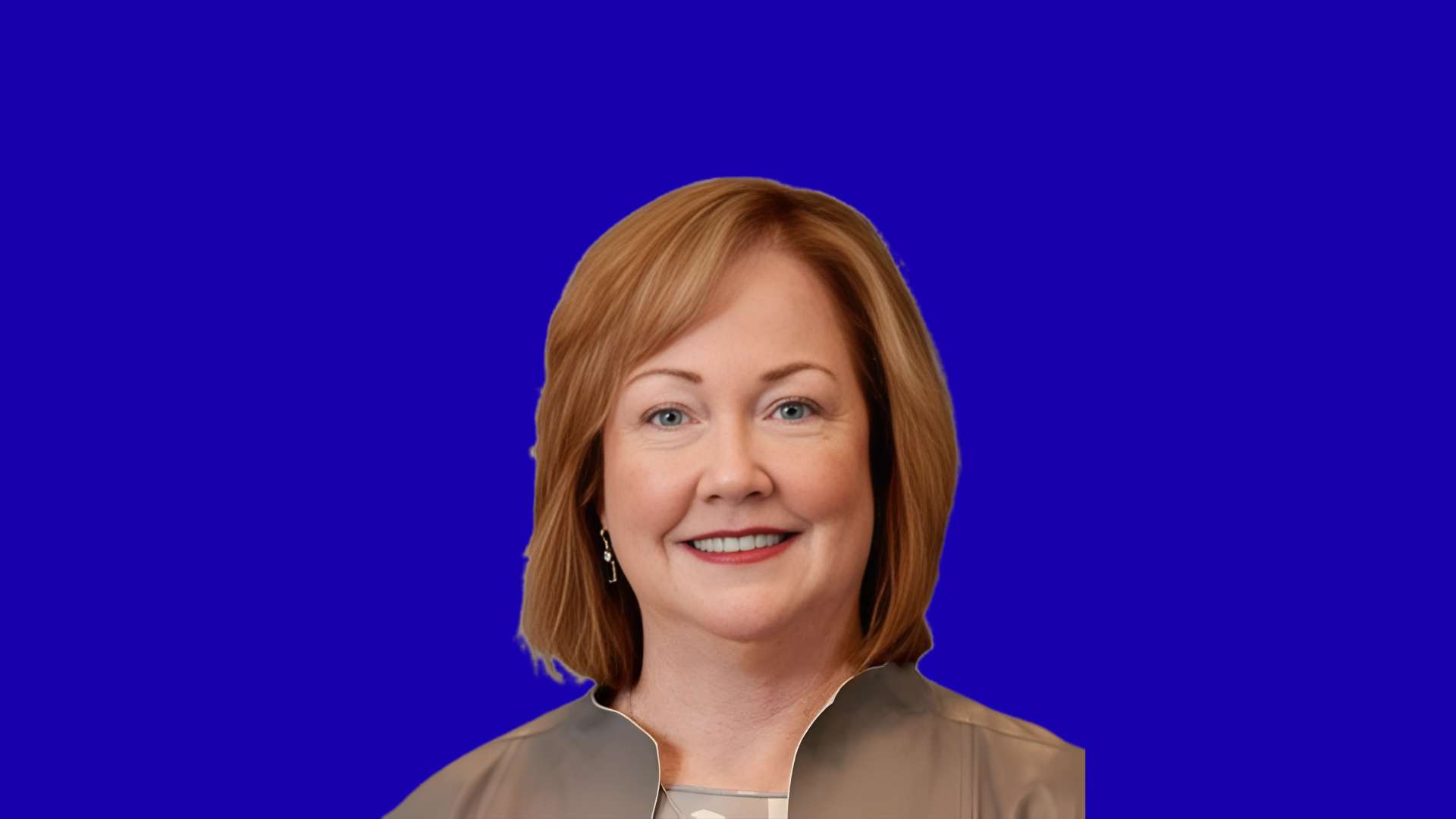 Mary Meduski in blue background
